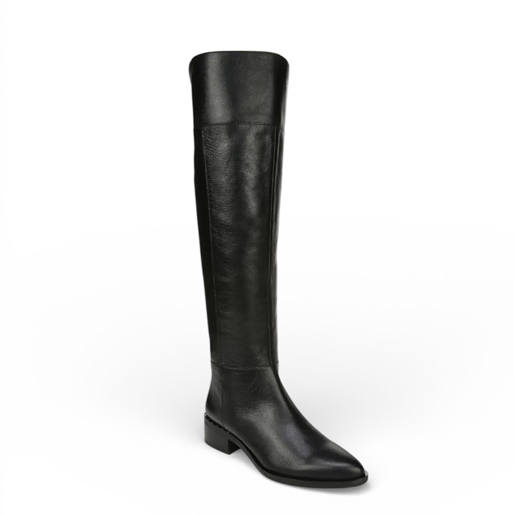 🆕 Franco Sarto Knee High Riding Boots Women’s Size 6 Black Back Zip Low Heel